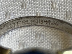 Vtg Sterling Silver Ring 3.5g Fine Jewelry Size 4.5 Band Blue Stone *READ*