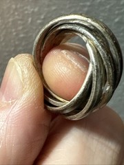 Vintage Chunky 5 Interlocking Sterling Silver Size 4.5 Band 8.6g Ring Tarnished
