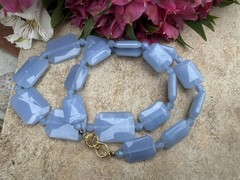 Vintage Signed KJL Kenneth Jay Lane Blue Beaded Statement 29in Long Necklace