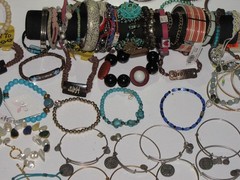 Alex And Ani 24K Electro Plated Lot Of 119 Silver Tone Rinstones Beaded Bangle