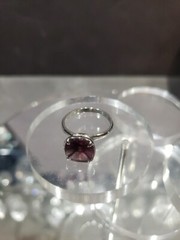 Adjustable size Ring vtg 1974 Sarah Coventry Amethyst rhinestone “deep purple”