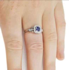 Milgrain Art Deco Engagement Ring 2 Ct Lab Created Sapphire 14k White Gold Over