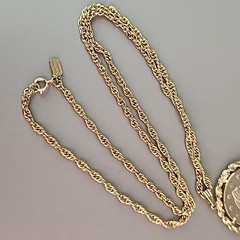 Vintage Avon Bicentennial Coin Necklace Lady Liberty 1976 Gold Tone 28″