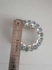 Vintage Wreath Light Blue Rhinestone Brooch Glass Rhinestone Circle Round Brooch