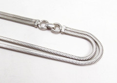 Vintage Forstner USA Sterling Silver Square Snake Chain Choker Necklace 15-3/4″