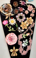 Vintage High End Flower Brooch Earring Jewelry Lot wSets Hollycraft Weiss Emmons