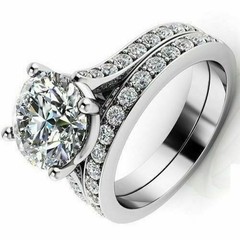 Art Deco 3.10 Ct Diamond Antique Vintage Wedding Ring Set 925 Sterling Silver