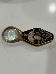Beautiful Vintage Chinese Cloisonné Magnifying Glass Pendant Brass Crane Design