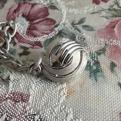 Vintage Crown Trifari Signed Silver Tone Link Chain Bracelet 6.5 in Fold