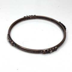 Antique Victorian Era Child’s Bangle Braided Floral Bracelet Inset Rhinestones