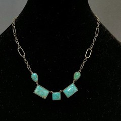 VTG Southwest Turquoise Necklace Sterling Silver Old Pawn Victorian 925 18” WOW