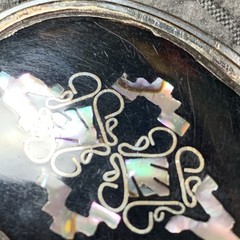 Vintage Taxco sterling silver brooch with abalone shell and dark horn or onyx.