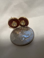 Metropolitan Museum If Art Red Enamel And CZ Pierced Earrings
