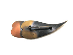 Large Vintage Copper & Brass Modernist Double Leaf Brooch Pin Signed Kim