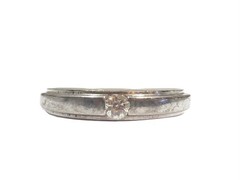 Vintage Sterling Silver Tension Set CZ Sz 7.25 Ring Wedding Band Signed