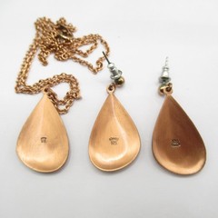 Set Signed WM Copper Necklace and Pierced Earrings Vintage