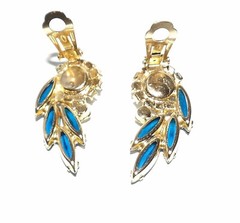 GORGEOUS DELIZZA & ELSTER JULIANA BOOK PIECE BLUE SUNBURST NECKLACE AND EARRINGS
