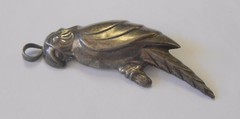 Large Puffy Sterling Silver Signed NF Parrot Macaw Bird Pendant Brooch 75 mm