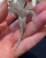 2.50Ct Round Cut Lab Created Women’s Lily Flower Brooch 14K White Gold Plated
