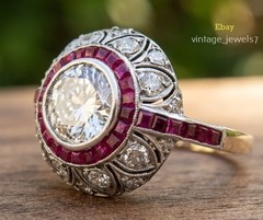 Art Deco Style Lab Created Diamond Vintage Filigree Ring 14K Two-Tone Gold Over