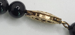 Vintage Black Onyx 6mm Round Beaded Necklace 12 KT GF Fishhook Clasp 16″