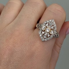 Vintage1890s Victorian Style LabCreated Diamond Circa Engagement 14K GoldFN Ring