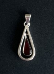 Vintage Carnelian Agate 925 TA-215 Silver Pendant 2 Inch