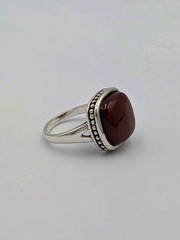 Signed Vtg Sterling Silver Square Carnelian Ball/Bead Design Split Shank Ring