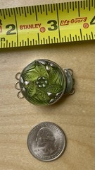 Vtg STERLING 925 3-strand Czech Button BOX CLASP ~ AVACADO MOSSY GREEN