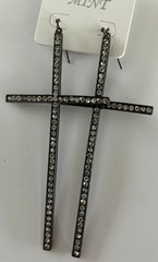 XL Long Dangle Rhinestone Cross Earrings Pierced CHOOSE from 3 Styles