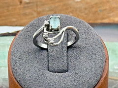 Unique 10K Solid White Gold Aquamarine w/Diamond Cocktail Ring sz 6.25–1815.25