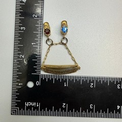 Vintage Vermeil Grandmother Brooch with Baby Shoe Charms Red Blue Stones Signed
