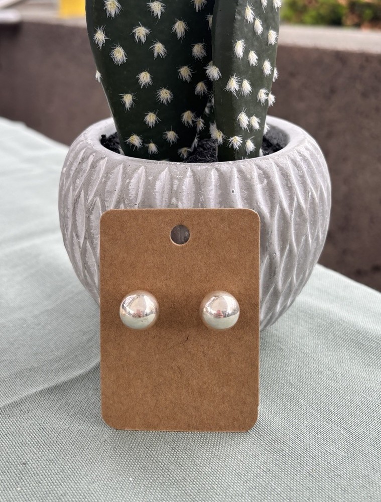 VINTAGE 1980s CLASSIC 10MM 1/2 BALL STERLING SILVER STUD EARRINGS