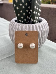 VINTAGE 1980s CLASSIC 10MM 1/2 BALL STERLING SILVER STUD EARRINGS