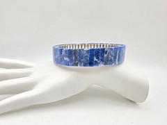 VINTAGE BLUE LAPIS LAZULI STONE ON STRETCH WATCH BAND 7.25″ BRACELET NEVER WORN!