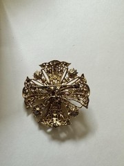 Vintage Carucci Fashion Jewelry Amber Rhinestones Brooch Pin Flower Cross KC