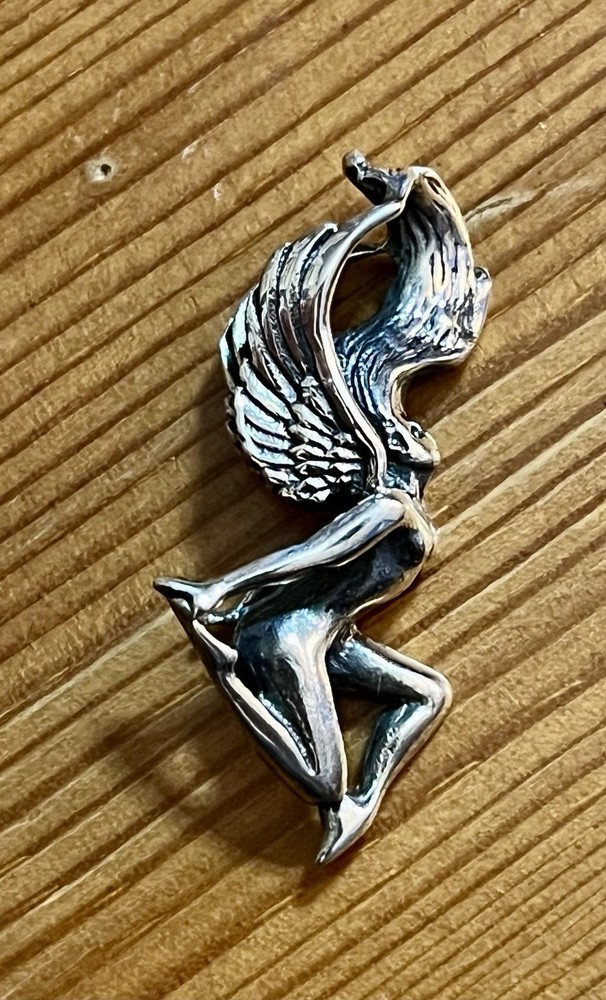 Vintage Goddess Angel Nymph Fairy Pendant Sterling Silver Beautiful