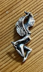 Vintage Goddess Angel Nymph Fairy Pendant Sterling Silver Beautiful
