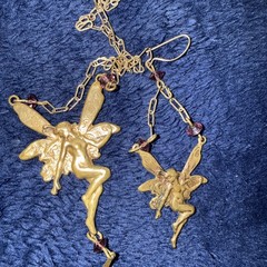 Kingston NY Necklace Nymph Fairy With Wings Plus One Earrings 20” Free Earring