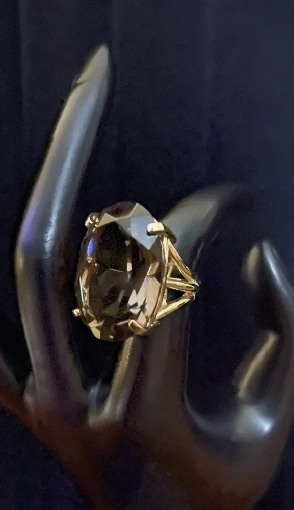 Vintage Judith Mc Cann Genuine smoky topaz Gold Filled ￼ Ring Adjustable ￼￼