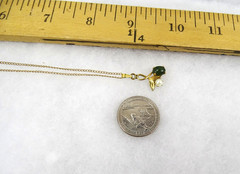 Vintage 18” Necklace, Faux Pearl and Jade Floral Pendant, 1/20 12K Gold-filled