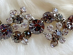 Vintage Juliana Black Gray Clear Rhinestone Cluster 5-Link Bracelet & Earrings