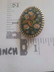 Daisy Forget-me-not Flowers Vtg Embroidered Fabric Brooch Grandma Cottage Core