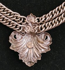 Vintage Signed Joseff of Hollywood Statement Necklace Double Chain Silver Tone
