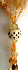 VINTAGE LONG BONE HORN AND GLASS BEAD NECKLACE*India*New With Tags