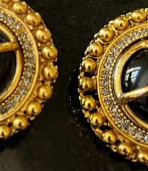 Vintage Graziano Clip Earrings Etruscan Rhinestones Large Statement Quality