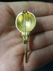 Signed AJC Vintage Brooch Pin White Enamel Golf Ball On Tee Golfer Sports