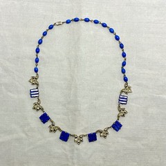 Vintage Art Deco Sterling Silver Costume Glass & Blue Sodalite Jewelry Lot As Is