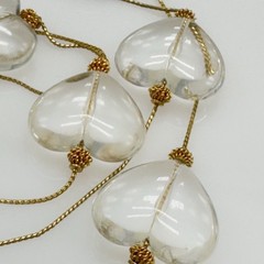 Anne Klein Couture Clear Lucite Heart Necklace Gold Chain 1990s 36 in Clasp