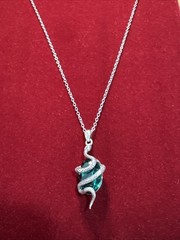 Snake Necklace 925 Sterling Green Crystal Gothic Serpent Whimsigoth Witchy Witch